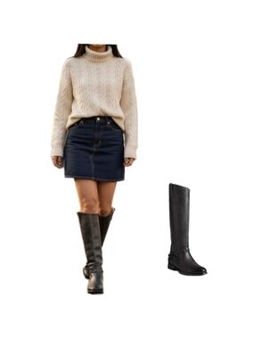 FRYE "Lindsay" Plate Genuine Leather Tall Riding Boots